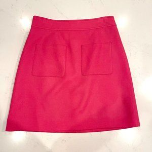 J. Crew : Patch Pocket Mini Skirt in Double Serge Wool : Hot Pink : 4